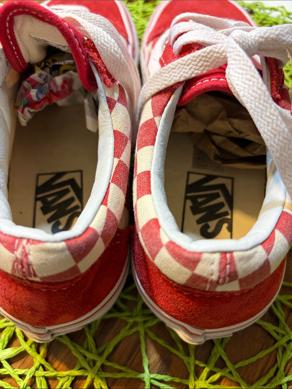 Vans Red and White Checkerboard Old Skool Sneakers - Picture 3 of 8